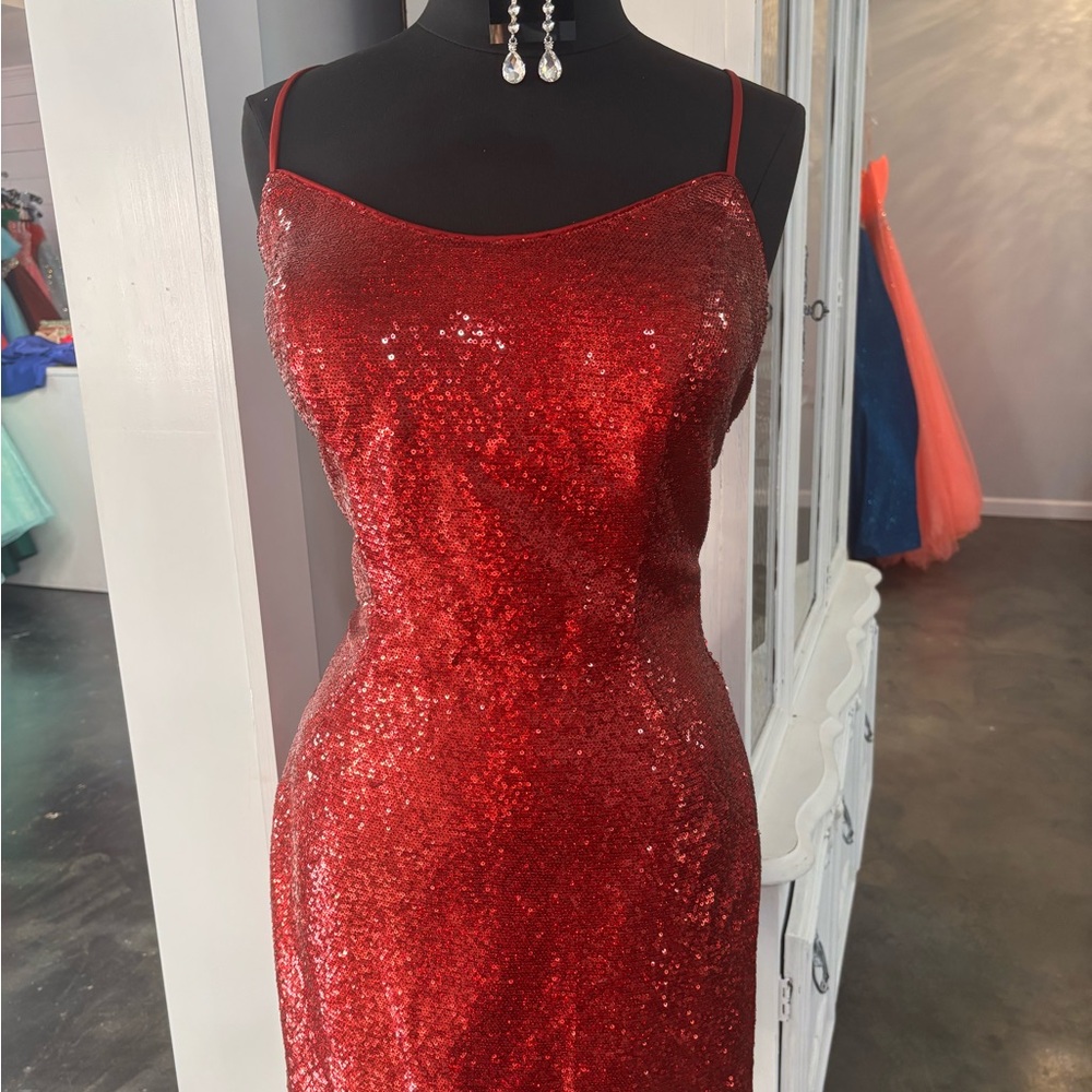 Dazzling Strapless Red Sequin Dress